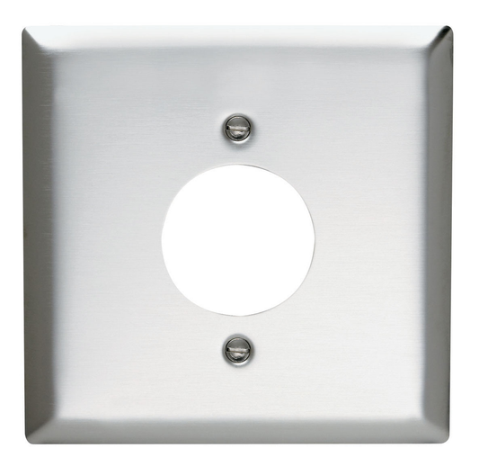 2-Gang 302/304 Stainless Steel Wall Plate, Power Outlet Receptacle 1.5938-in Diameter Opening