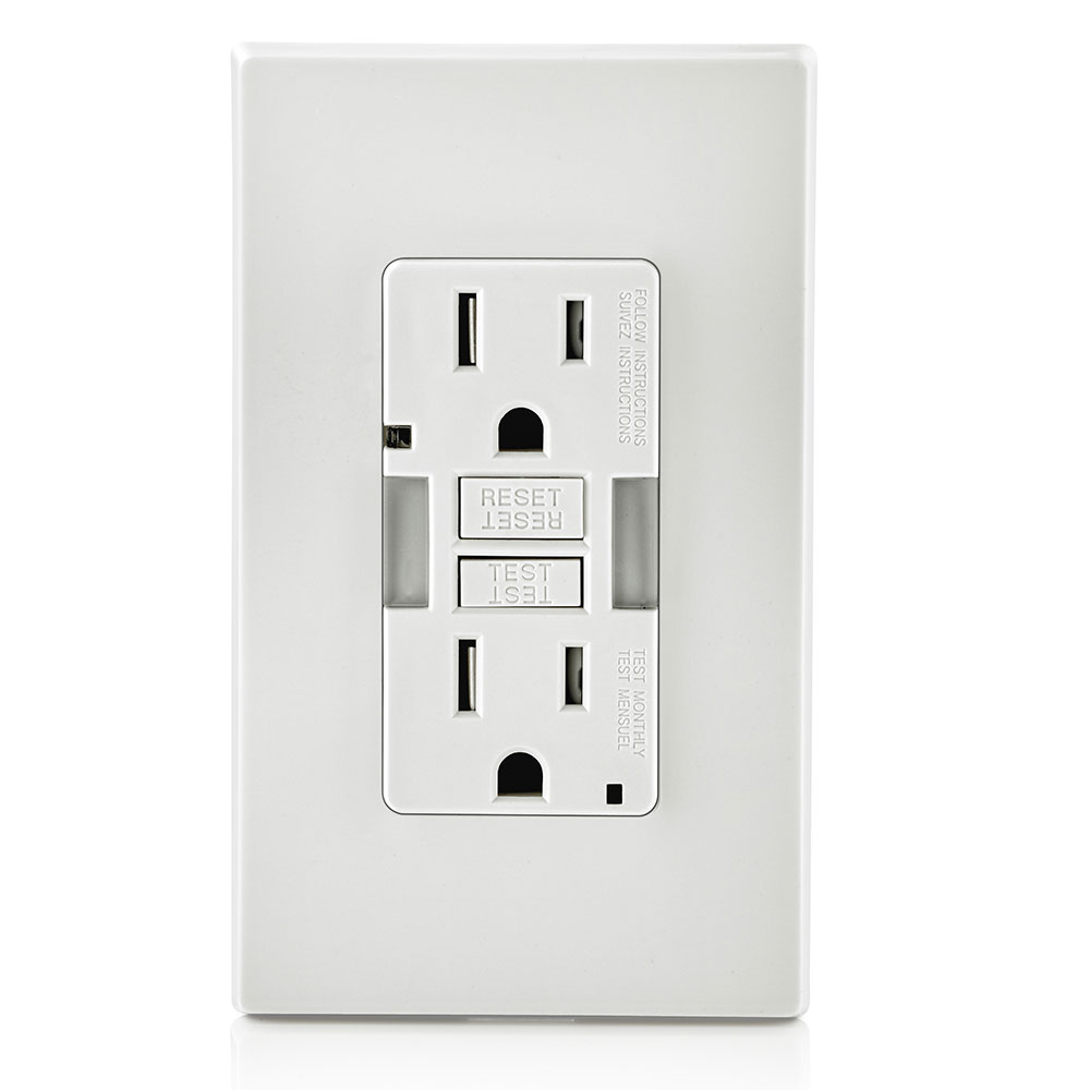 15 Amp, Self Test, Tamper-Resistant GFCI Outlet with Guidelight & LED Indicator Light