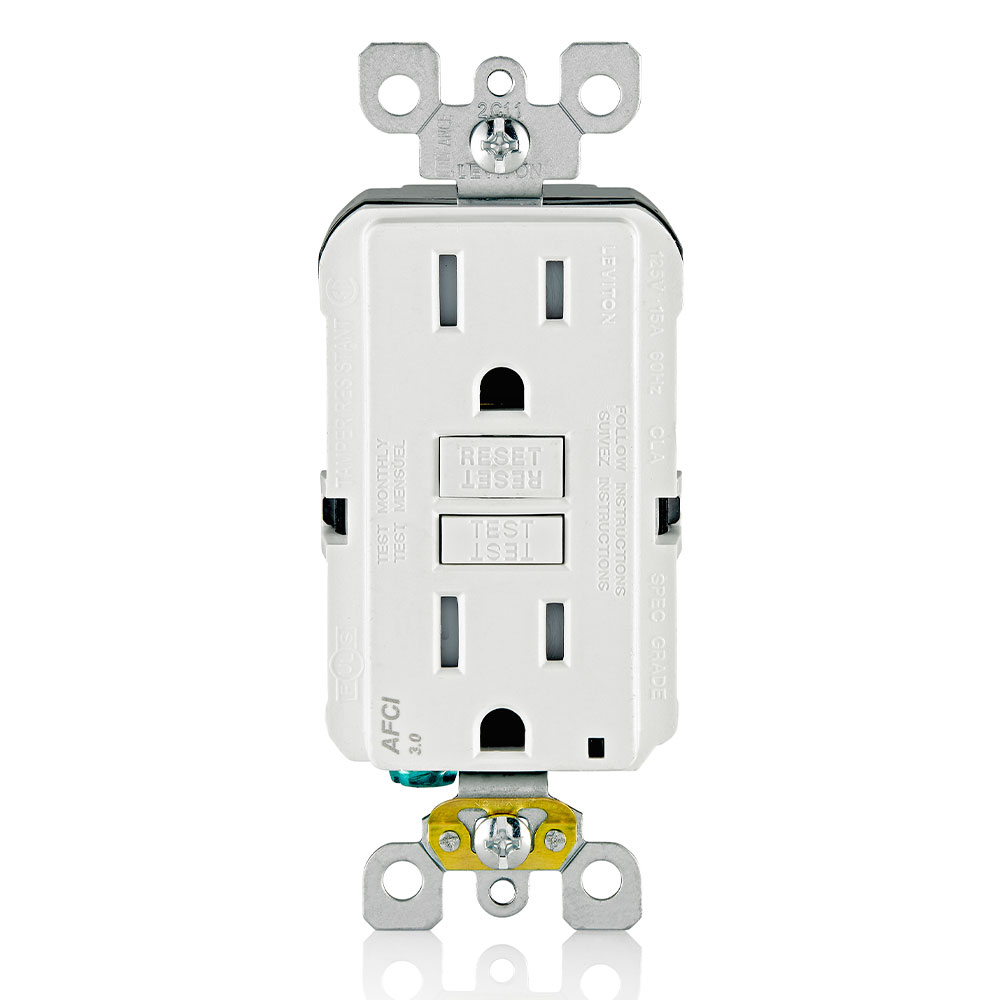 15 Amp, Self Test, Tamper-Resistant AFCI Outlet with LED Indicator Light