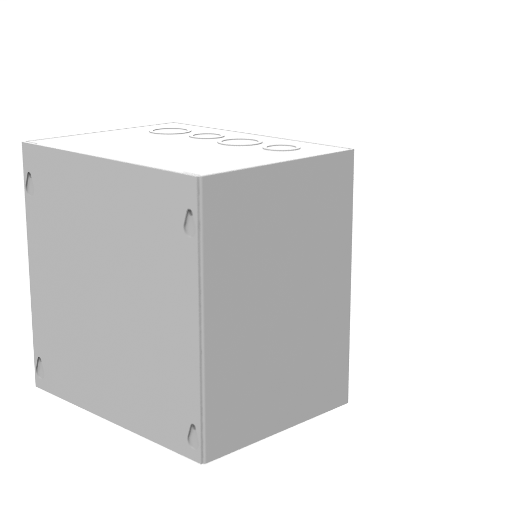 8x6x8 Screw Cover Type 1 UL Steel KOs Gray Cover w/Teardrop Slots Holes In Back