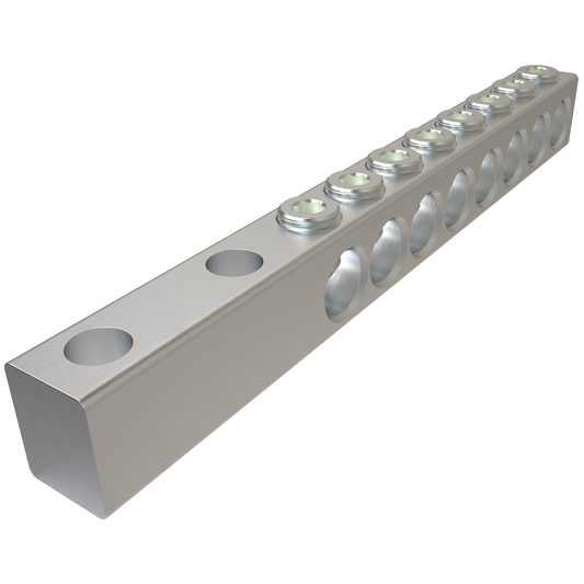 Aluminum Spade Type Transformer Lug, Dual Rated, Conductor Range 350-12, 8 Ports