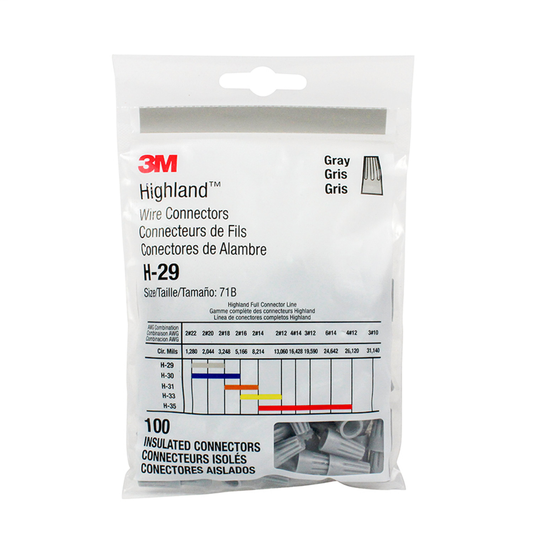 3M™ Highland™ Wire Connector H-29-POUCH, 22-16 AWG, Gray, 100 per Pouch