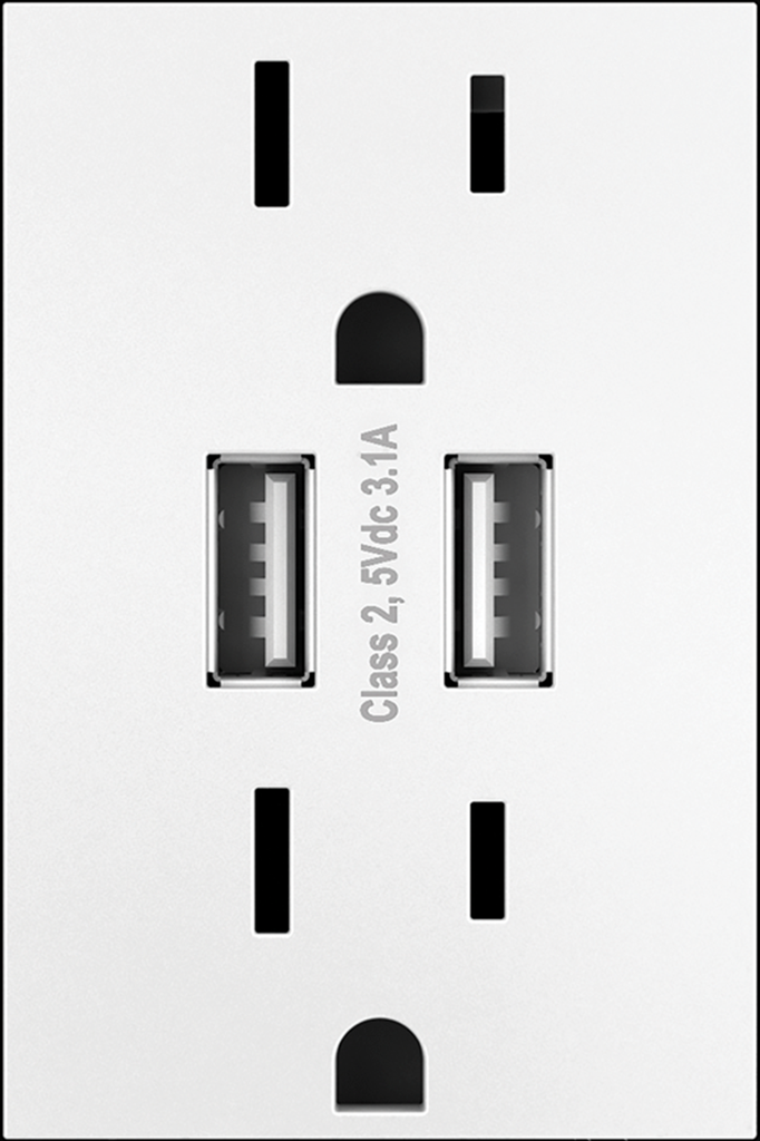 adorne® Dual-USB Outlet , White