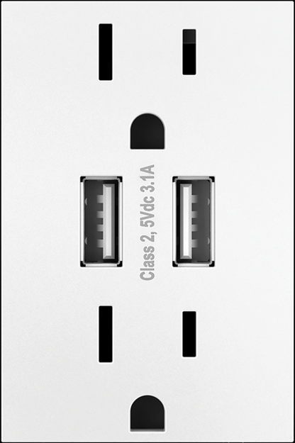 adorne® Dual-USB Outlet , White