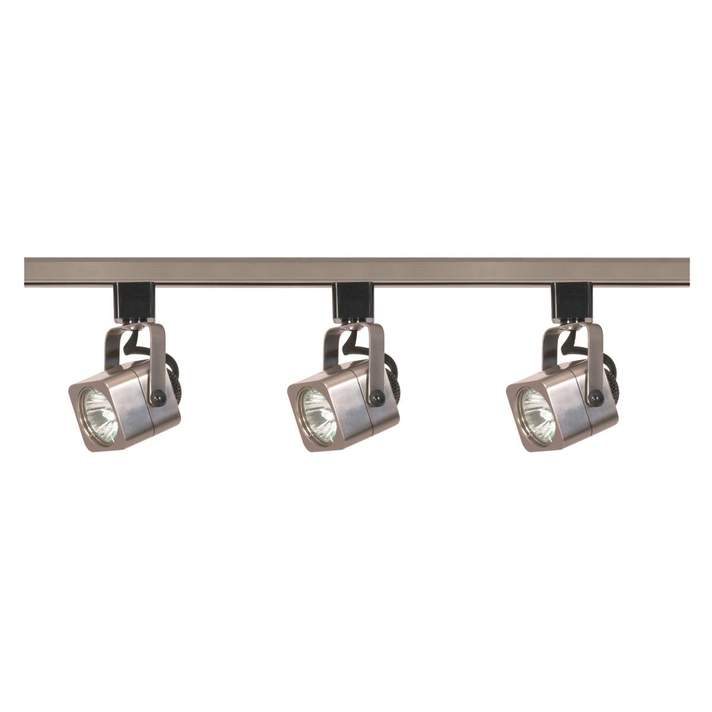 3 Light - MR16 - Square Track Kit - 4 foot Track - Line Voltage - Brushed Nickel