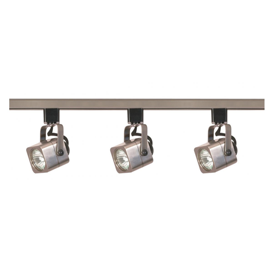 3 Light - MR16 - Square Track Kit - 4 foot Track - Line Voltage - Brushed Nickel