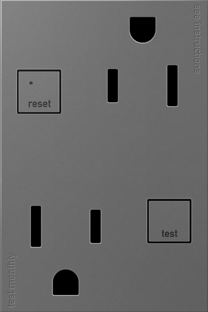 adorne® Plus Size Tamper-Resistant 15A Duplex Self-Test GFCI Receptacles, Magnesium