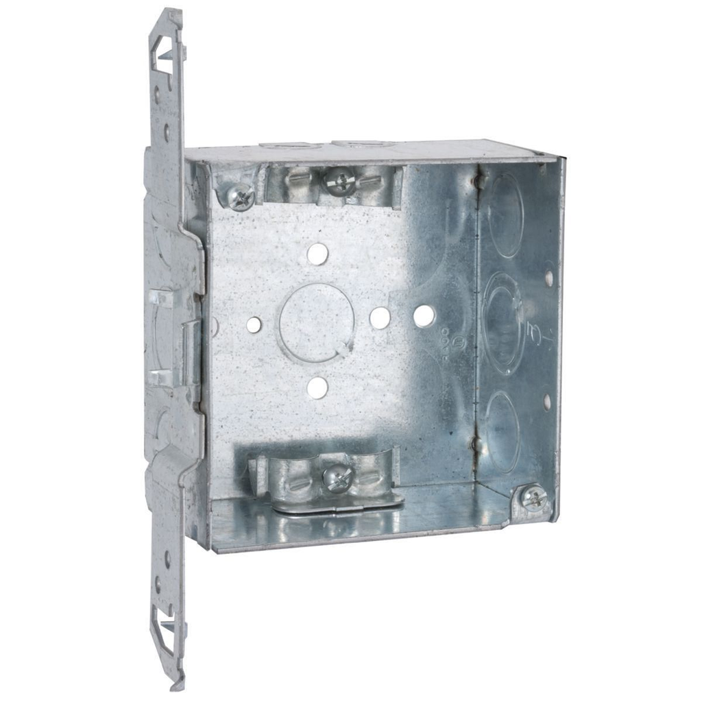 4" Squ Bx, Welded, 2-1/8" Deep w/ NMSC Clamps, Three 1/2" KO's, One TKO, TS Bracket, Flush