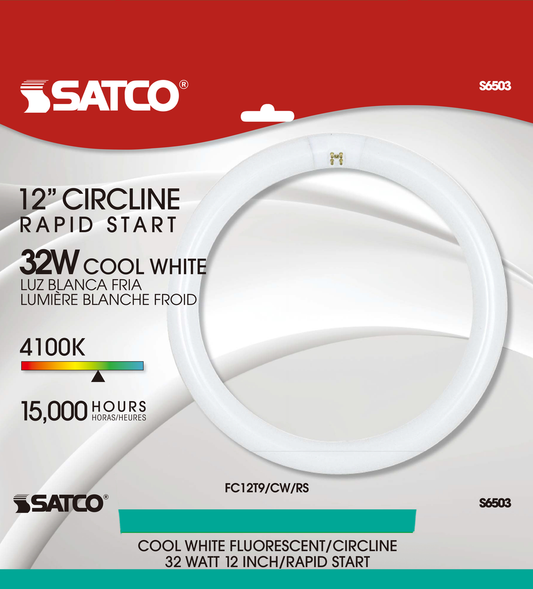 32 Watt; T9; Circline Fluorescent; 4100K Cool White; 62 CRI; 4-Pin base