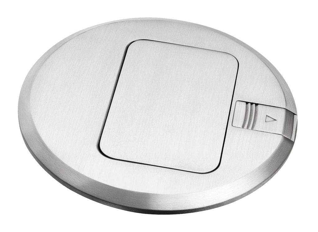 Brass Pop up receptacle cover. Decorator style 15amp receptacle. metallic nickel.