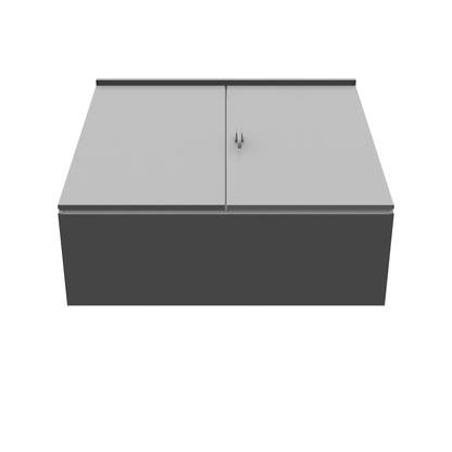 48x16x48 Hinge Cover Type 3R Steel No Knockouts ANSI 61 Gray Double Doors Padlocking 3 Point Handle Back Panel Weld Studs Drip Shield No Center Post