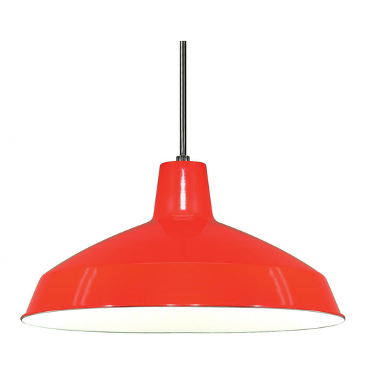 1 Light - 16" Pendant with Warehouse Shade - Red Finish