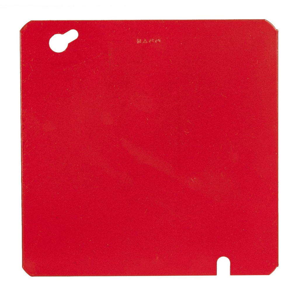 4-11/16 in. Life Safety Square Cover, Flat, Blank, Red
