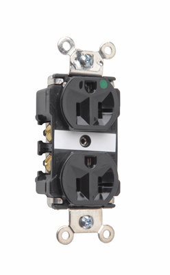 20A 125V Extra Heavy Duty Hospital-Grade Duplex Receptacle, Back and Side Wire, Black