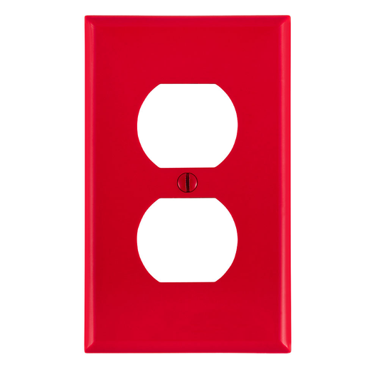 1-Gang Duplex Outlet/Receptacle Wallplate, Standard Size, Thermoplastic Nylon, Red