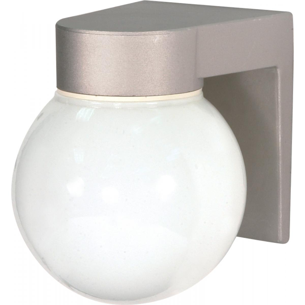 1 Light - 8" Utility Wall with White Glass - Satin Aluminum Finish