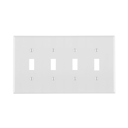 4-Gang Toggle Switch Wallplate, Midway Size, Thermoset, White