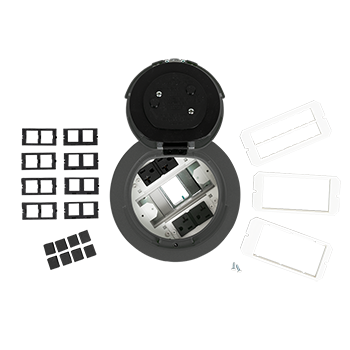 6AT Prewired Evolution™ Poke Thru Device, Flush Style Cover, Gray