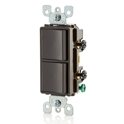 15 Amp Decora Single-Pole / Single-Pole Combination Switch, Grounding, Brown