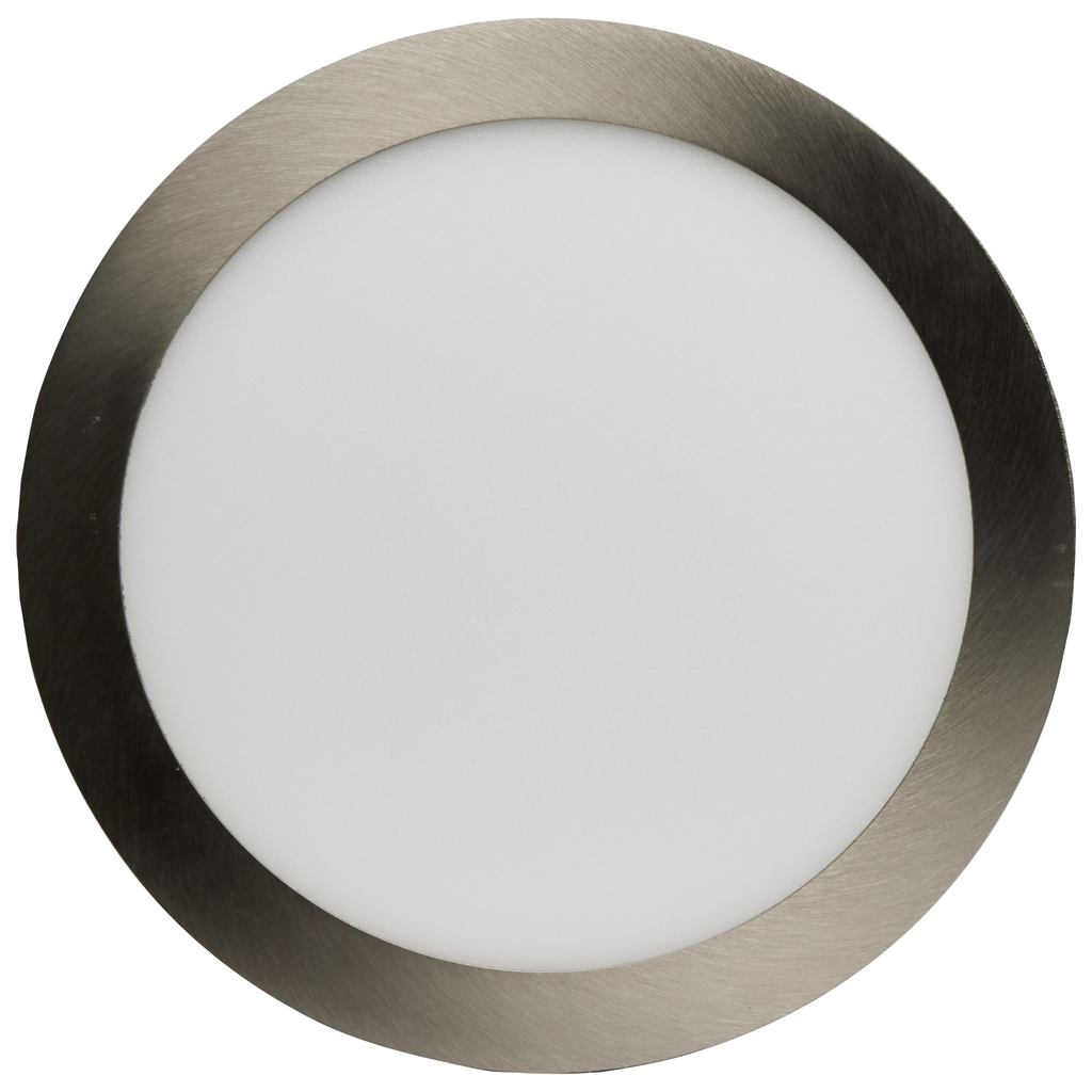 16 watt; 9" Flush Mount LED Fixture; 3000K; Brushed Nickel finish; 120/277 volts