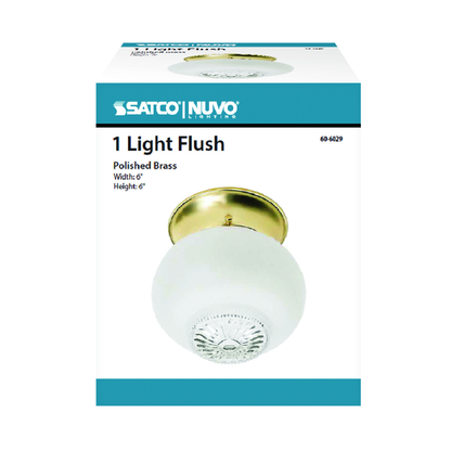 1 Light - 6" - Ceiling Fixture - Clear Bottom Squat Ball, Color retail packaging