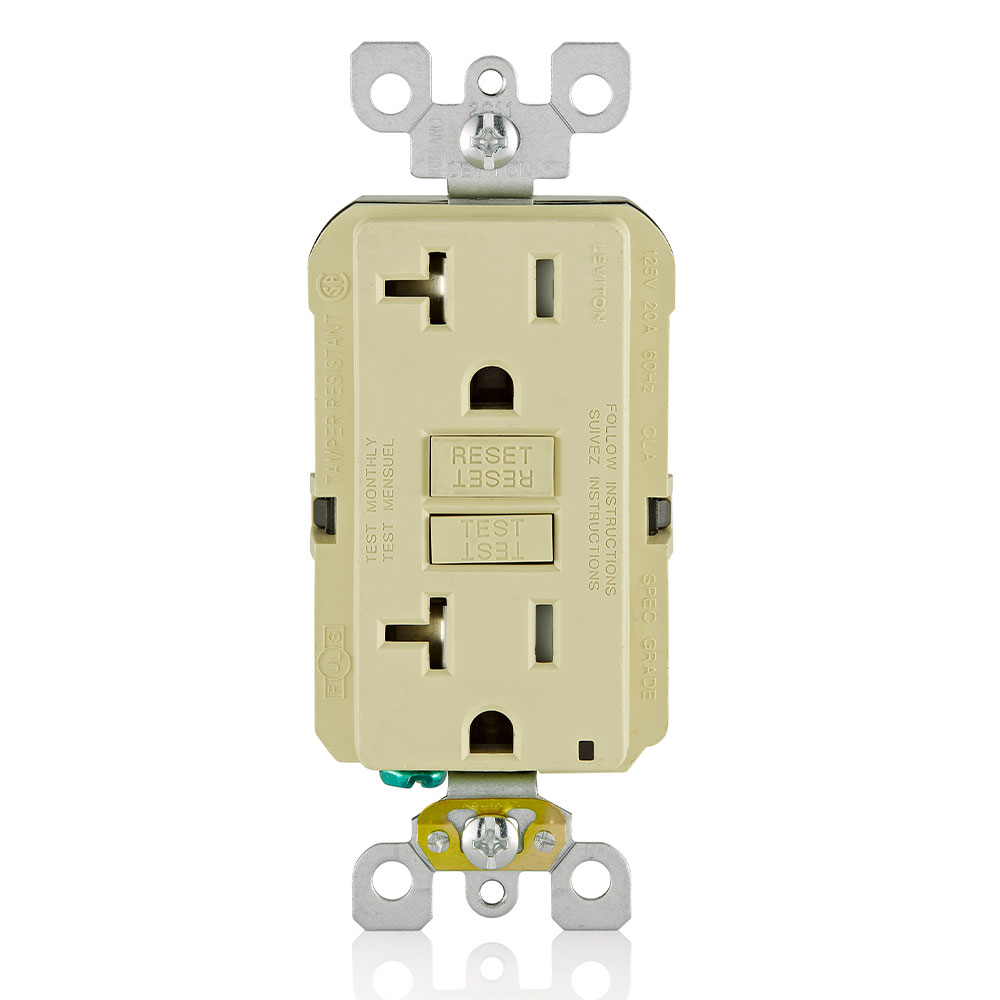 20 Amp, Self Test, Tamper-Resistant GFCI Outlet with LED Indicator Light