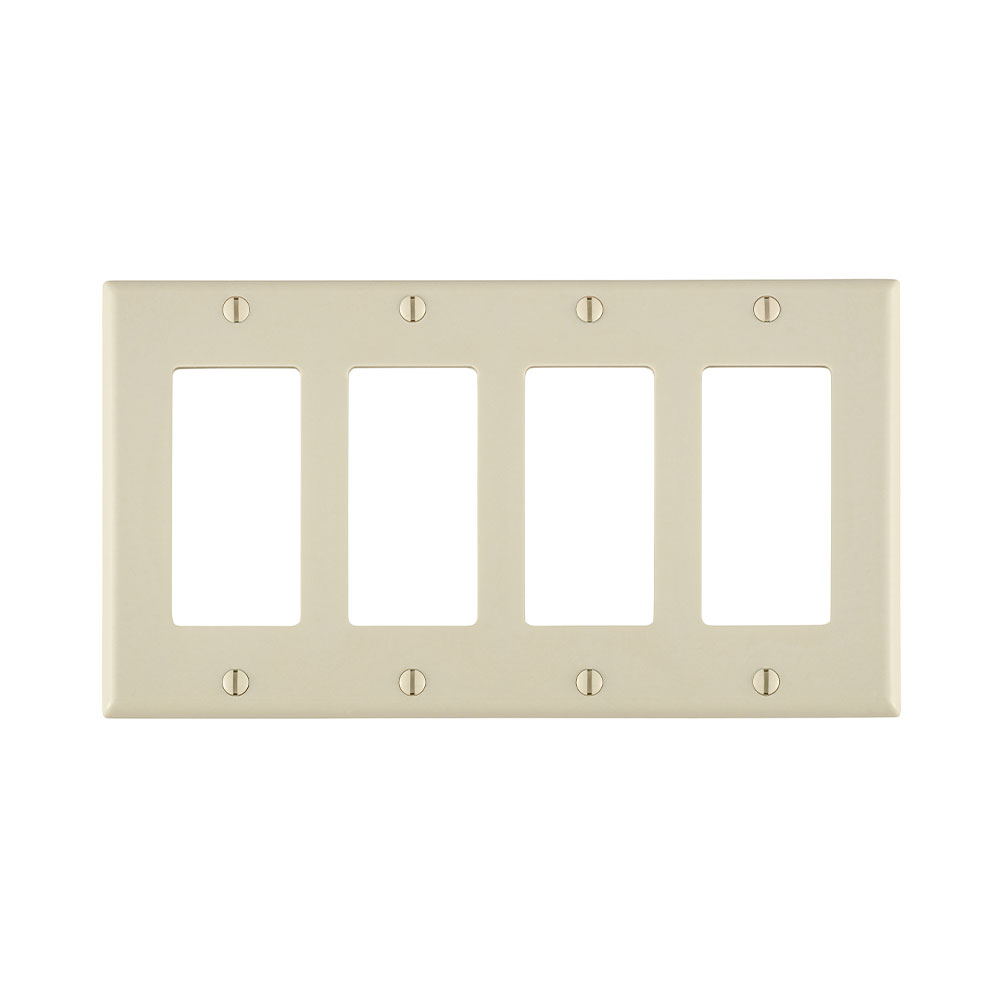 4-Gang Decora/GFCI Device Wallplate, Standard Size, Thermoset, Light Almond