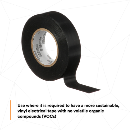 3M Temflex Vinyl Electrical Tape 165, Black, 3/4 in x 60 ft x .006 in, 100 Rolls/Case