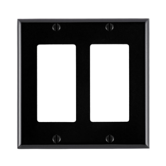 2-Gang Decora/GFCI Device Wallplate, Standard Size, Thermoset, Black