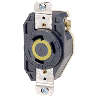 30 Amp, 125 Volt, Flush Mount Locking Receptacle, Industrial Grade