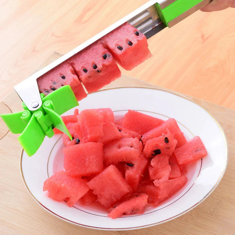 Watermelon Cutter Stainless Steel Windmill Shaped Quickly Cutting Watermelon Fruit Slicer Tools