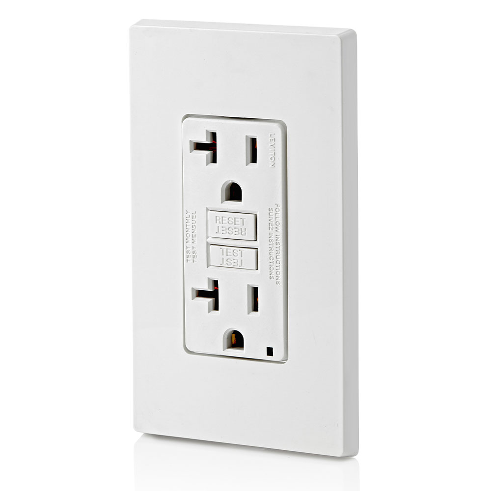 20 Amp, Self Test, Non Tamper-Resistant GFCI Outlet with LED Indicator Light