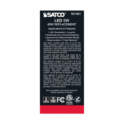 5 Watt ST19 LED; Clear; Medium base; 90 CRI; 3000K; 120 Volt