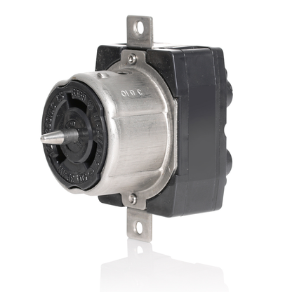 50 Amp, 125/250 Volt, Black & White Locking Flush Mount Receptacle, Industrial Grade