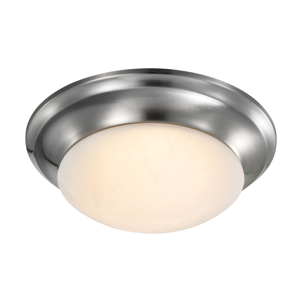 19 Watt; 11 inch; LED Twist & Lock Flush Mount Fixture; Dimmable; Brushed Nickel; Frosted Glass