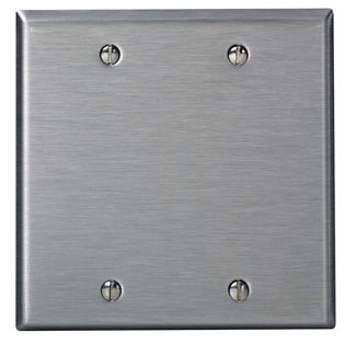 2-Gang Blank Wallplate, Standard Size, Non-Magnetic Stainless Steel