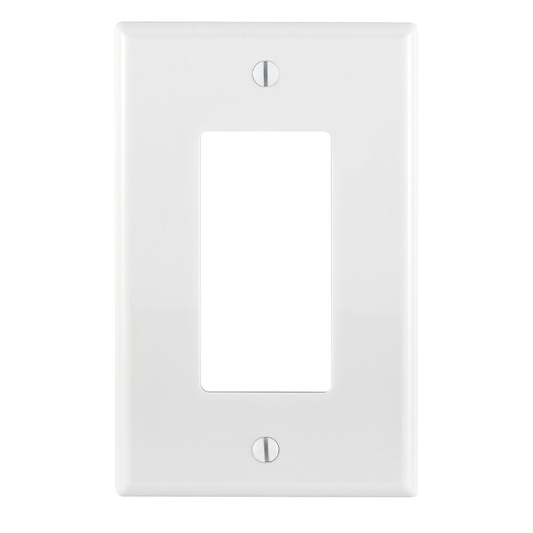 1-Gang Decora/GFCI Device Wallplate, Midway Size, Thermoplastic Nylon, White