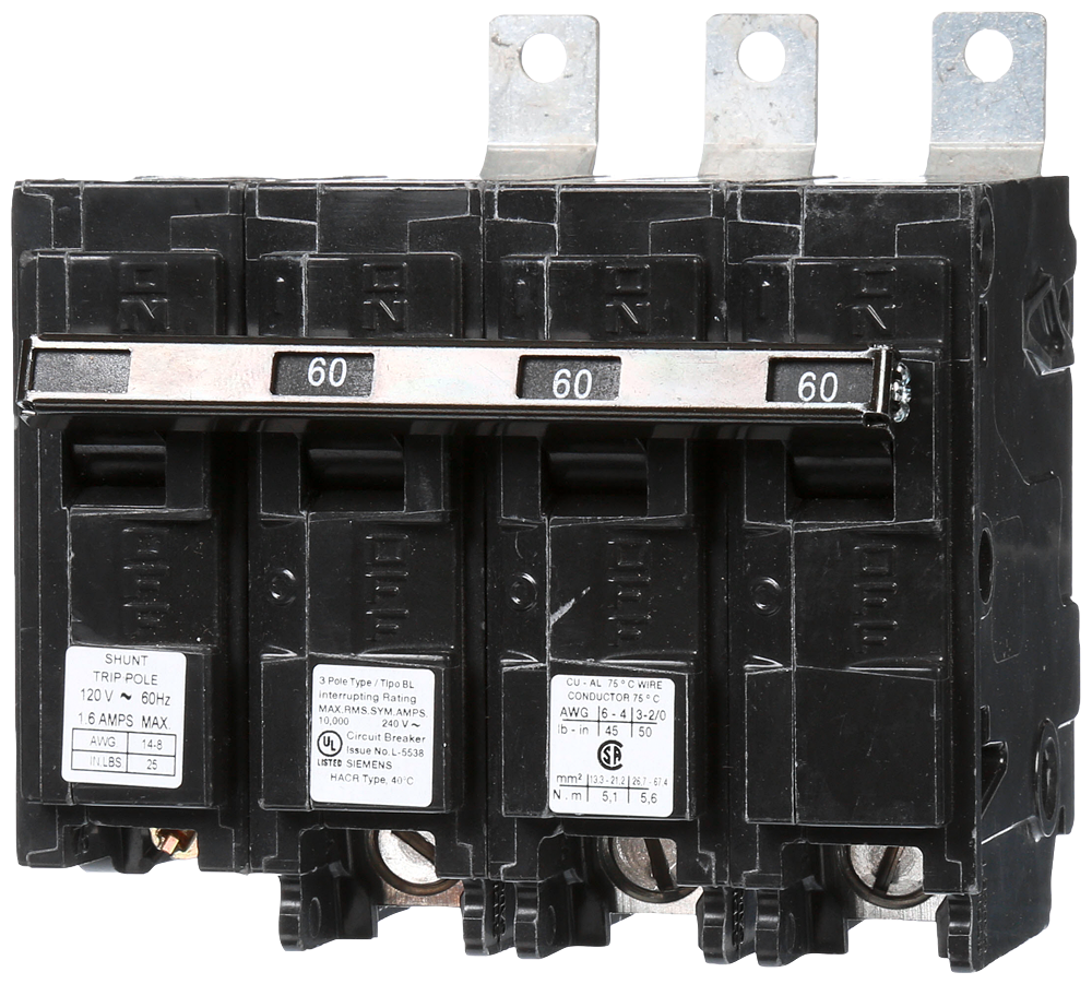 BREAKER 60A 3P 240V 10K BL 120V SHUNT
