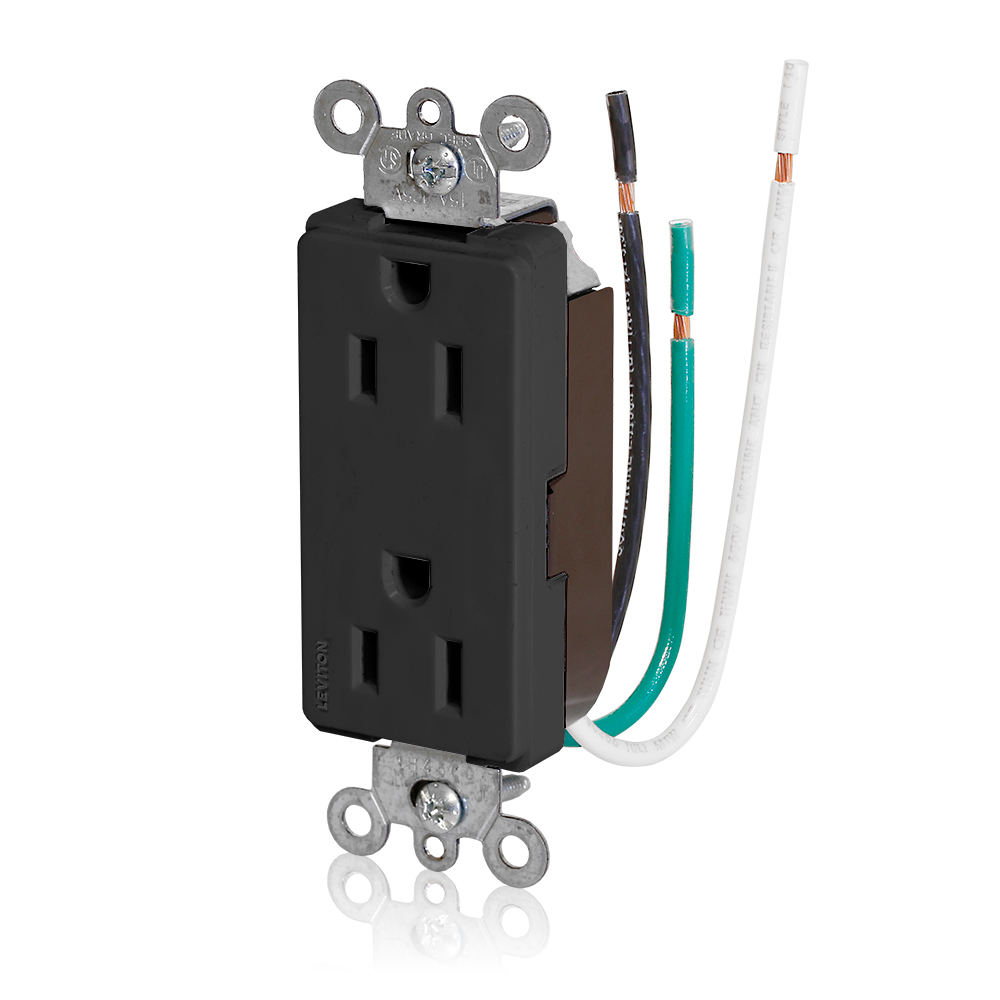 15 Amp Decora Plus Duplex Receptacle/Outlet, Commercial Grade, Self-Grounding