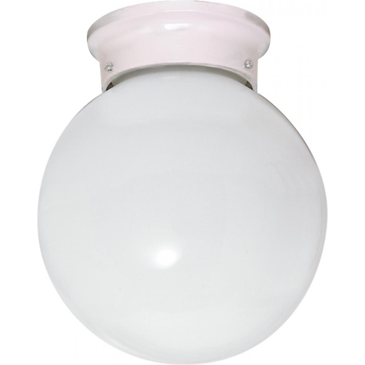 1 Light - 8" Flush White Glass - White Finish