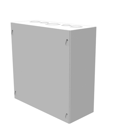 10x4X10 Screw Cover Type 1 UL Steel KOs Gray Cover w/Teardrop Slots Holes In Back