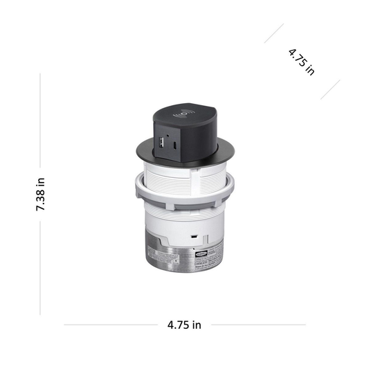 20A Tri-Power Counter Receptacle, Surface Mount, Black