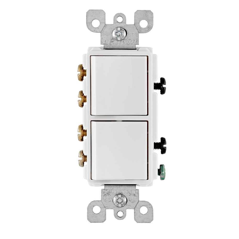 20 Amp Decora 3-Way / 3-Way Combination Switch, Grounding, White