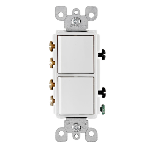 20 Amp Decora 3-Way / 3-Way Combination Switch, Grounding, White