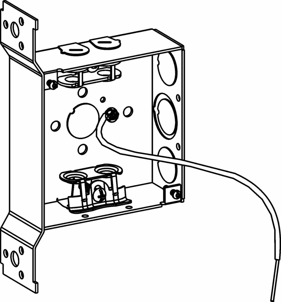1-1/2" DEEP, 4" SQUARE (4S) BOX WELDED WITH MC CLAMPS, FB BRACKET & PIGTAIL