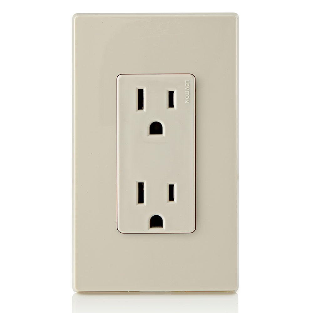 15 Amp Decora Duplex Outlet/Receptacle, Grounding, Light Almond