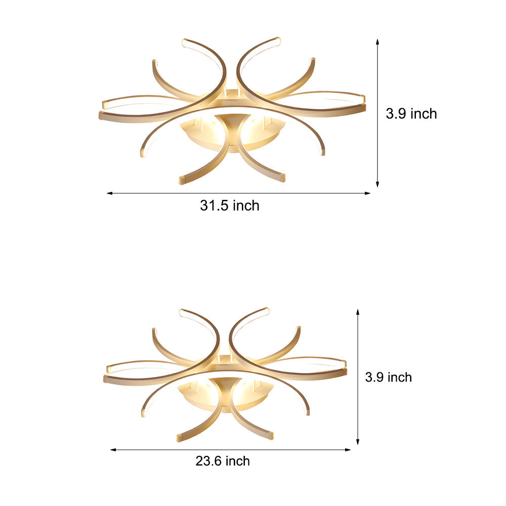 [Open-Box]Simple Semi-Circle Lines Flower LED Dimmable Modern Ceiling Light Fixture