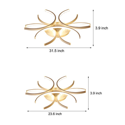 [Open-Box]Simple Semi-Circle Lines Flower LED Dimmable Modern Ceiling Light Fixture