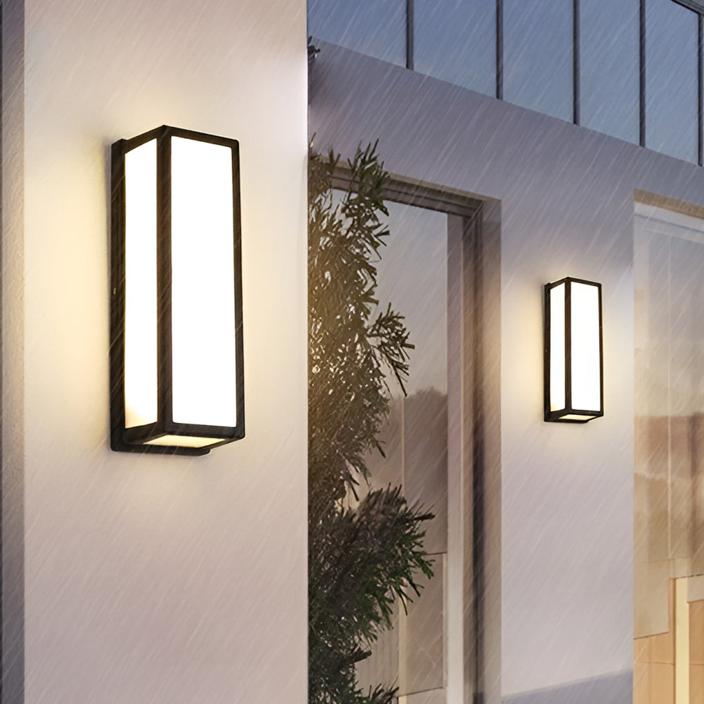 [Open-Box] Warm White Rectangle LED Waterproof Motion Sensor Black Modern Wall Sconce Lighting