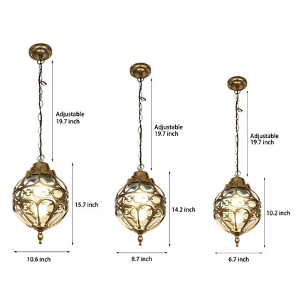 Waterproof Retro Aluminum Glass Ball American Style Outdoor Chandelier
